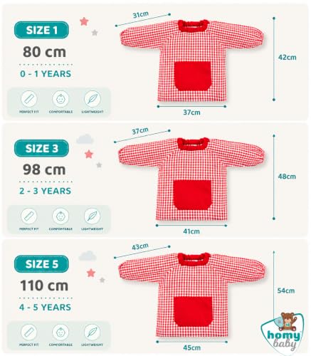 Detalle de HOMYBABY Babi Escolar Infantil 4-5 años (110 cm): bata unisex con puños elásticos, bolsillo central y diseño cómodo