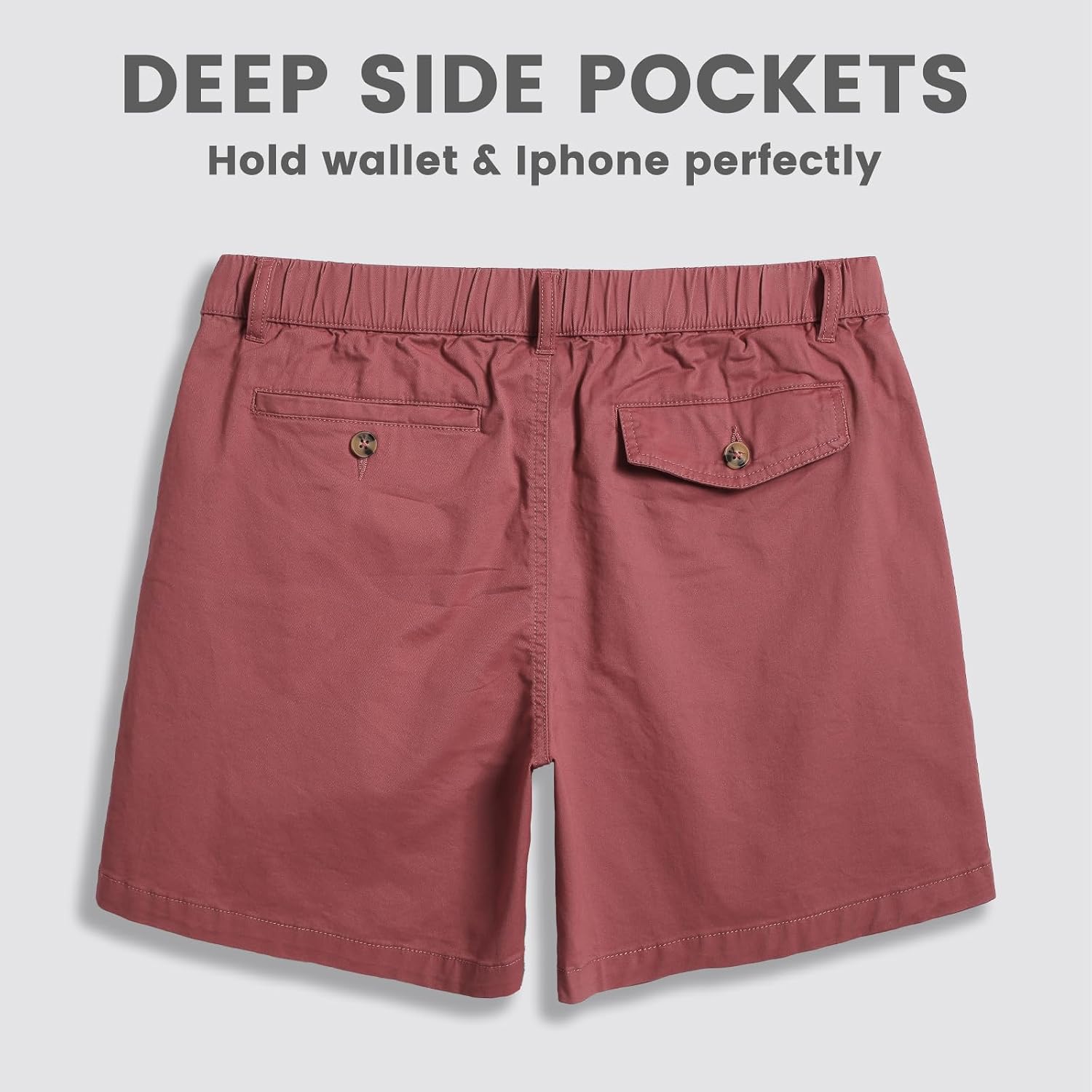 Detalle de maamgic Men's Classic-fit 5.5" Cotton Casual Shorts with Elastic Waistband and 4 Pockets