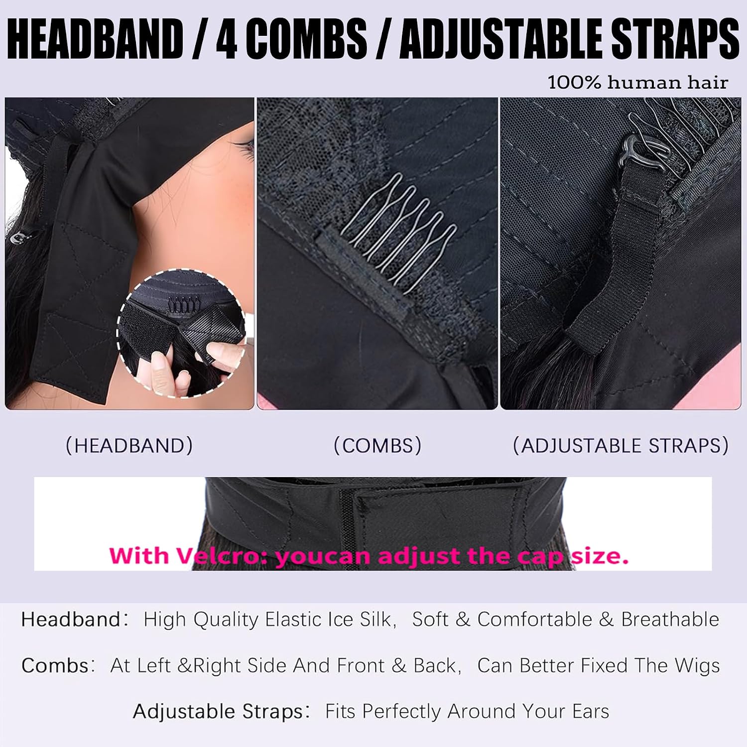 Thumbnail 2 de Perruque Bandeau cheveux humains 20 pouces Wear and Go