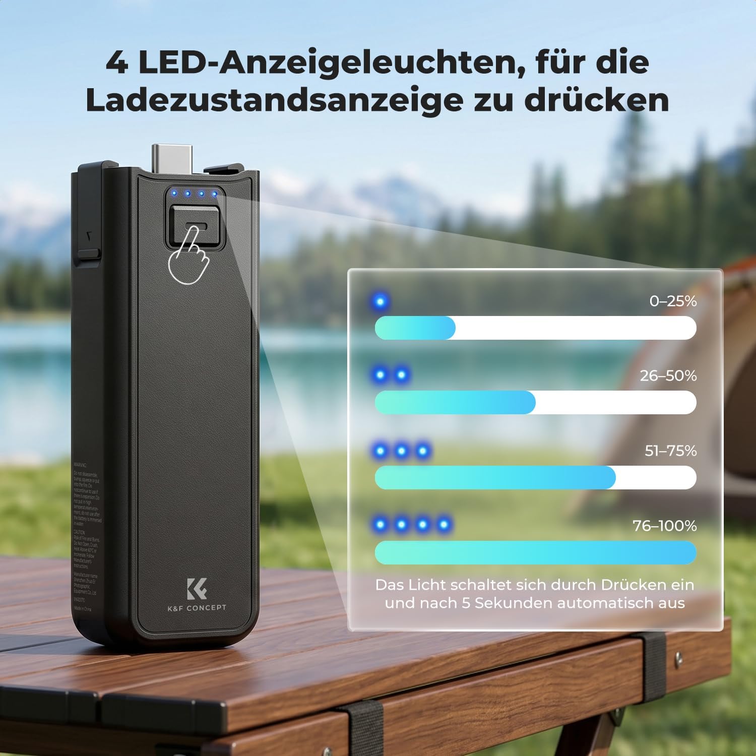 Thumbnail 6 de K&F CONCEPT Akkugriff 5000mAh Batteriegriff für Osmo Pocket 3/4/4P – effiziente Energieeffizienz unterwegs