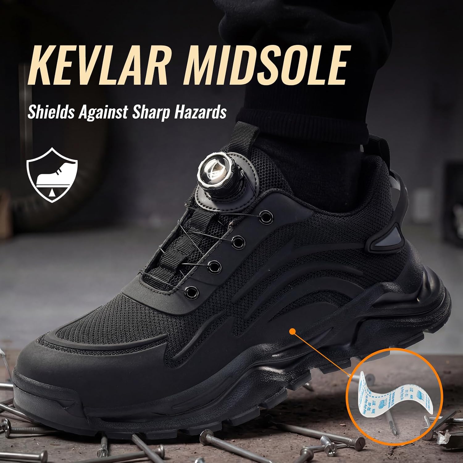 Thumbnail 4 de GUSAYEX steel toe cap trainers for men with lightweight breathable uppers and swivel buckle laces