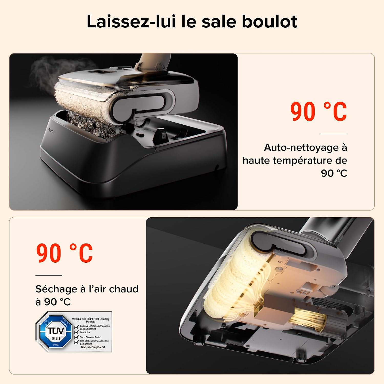 Thumbnail 2 de roborock F25 GT : aspirateur laveur sans fil avec lavage à 90 °C et auto-nettoyage