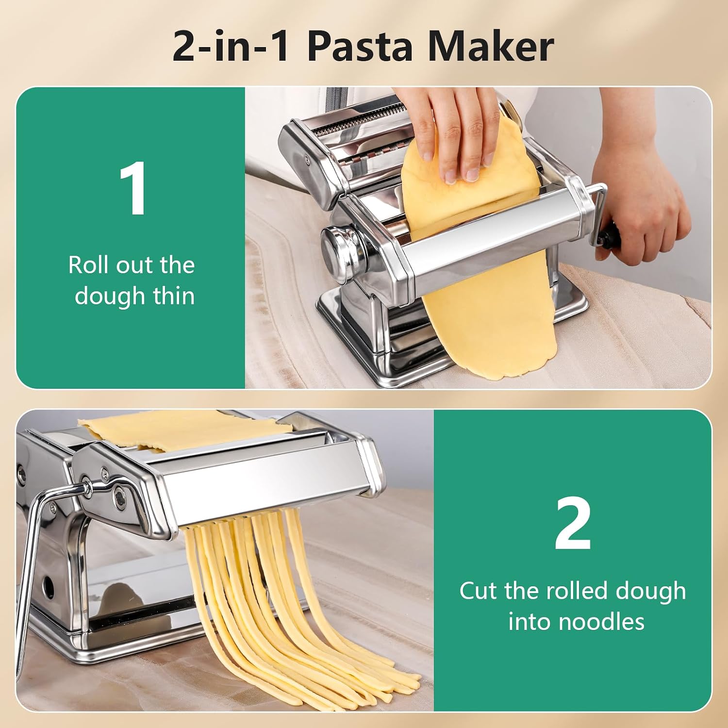 Detalle 2 de YASHE 3-in-1 Pasta Maker 2-width cutter 🍝