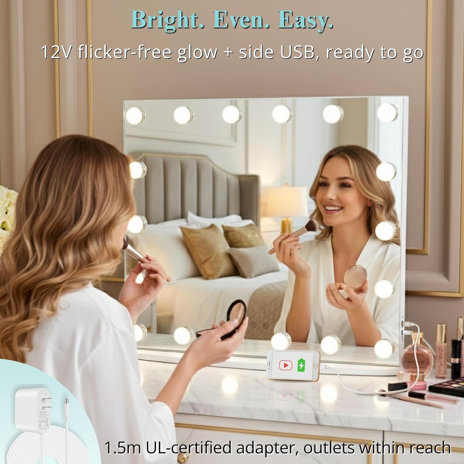 Thumbnail 4 de LUXFURNI Vanity Mirror with Lights 23.6