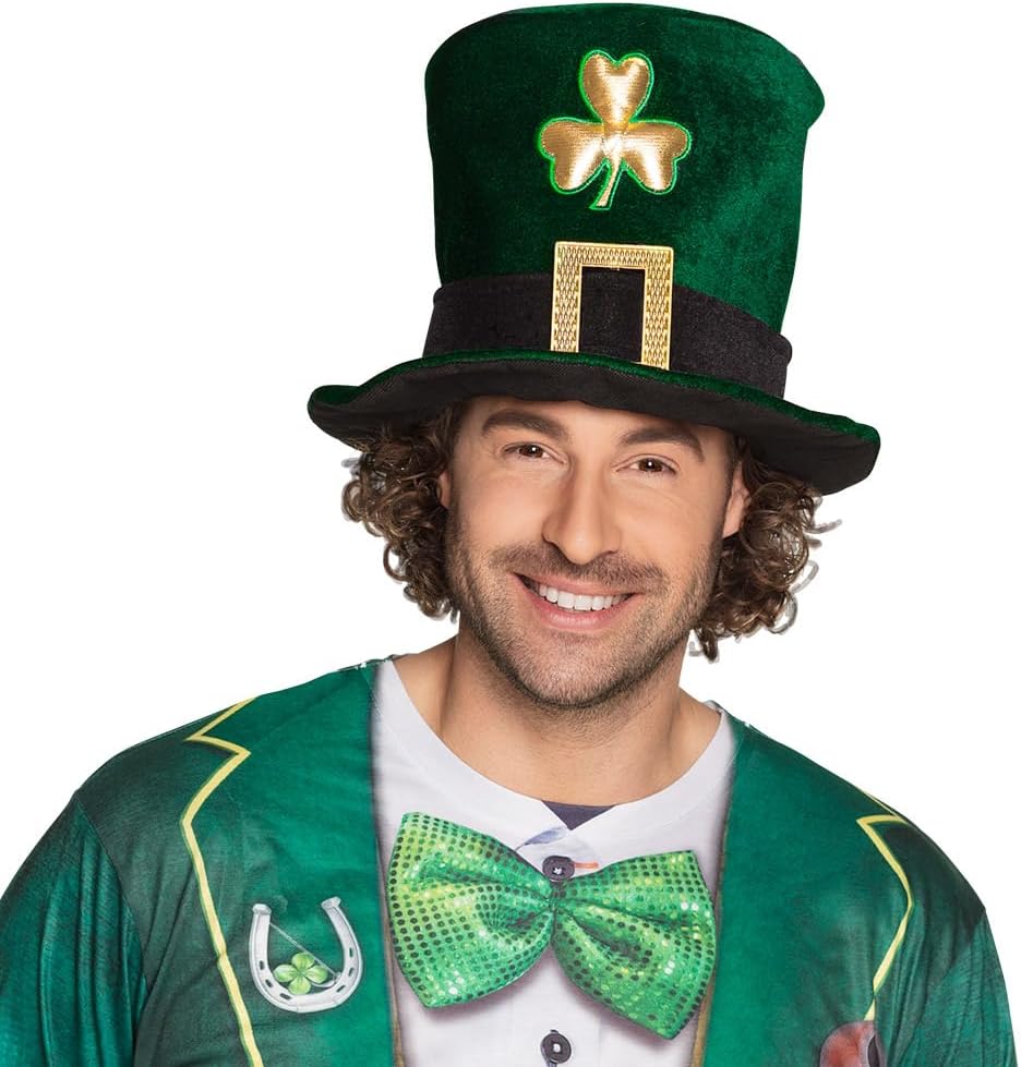 Detalle 2 de Boland 44913 Hut St. Patrick's Day mit Kleeblatt – Zylinderkopfbedeckung für Faschingskostüme