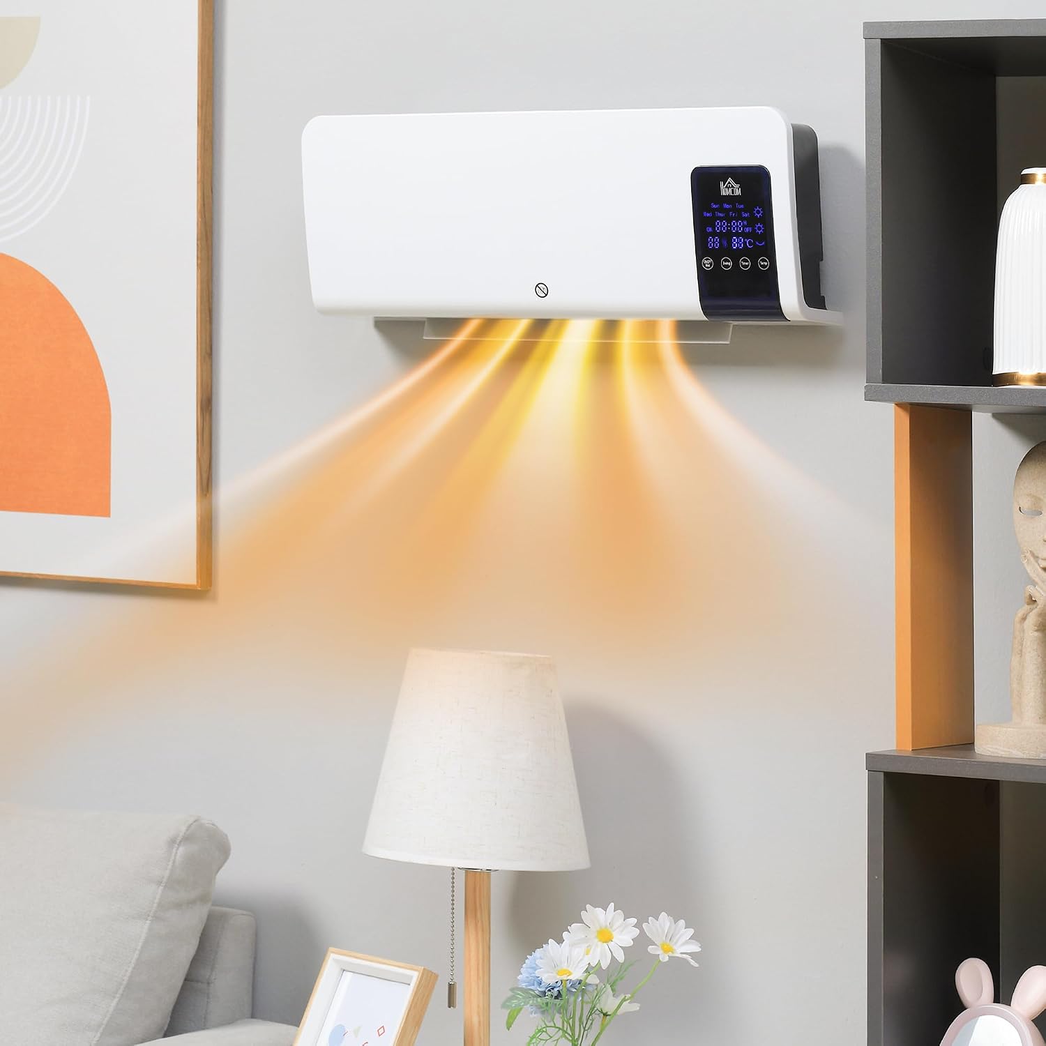 Detalle de HOMCOM 820-294V70WT Wall-Mounted Ceramic Heater, 2,000W, Remote Control