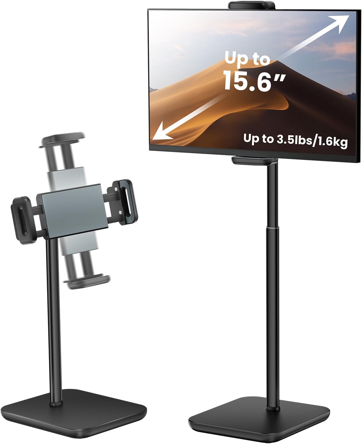 Detalle de Tounee Höhenverstellbarer Tablet Ständer – flexible Höhe bis 45,7 cm, Tragfähigkeit bis 1,6 kg, kompatibel mit iPad Pro 12.9, Surface Pro & mehr – Schwarz