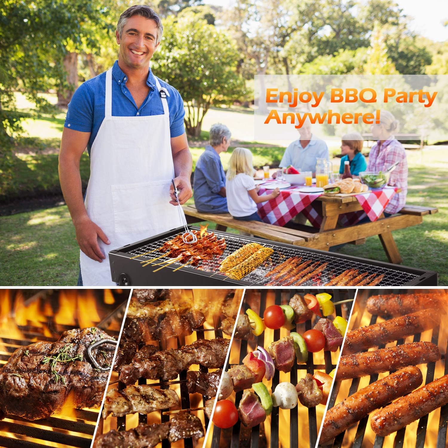 Thumbnail 6 de Portable charcoal BBQ grill for picnics