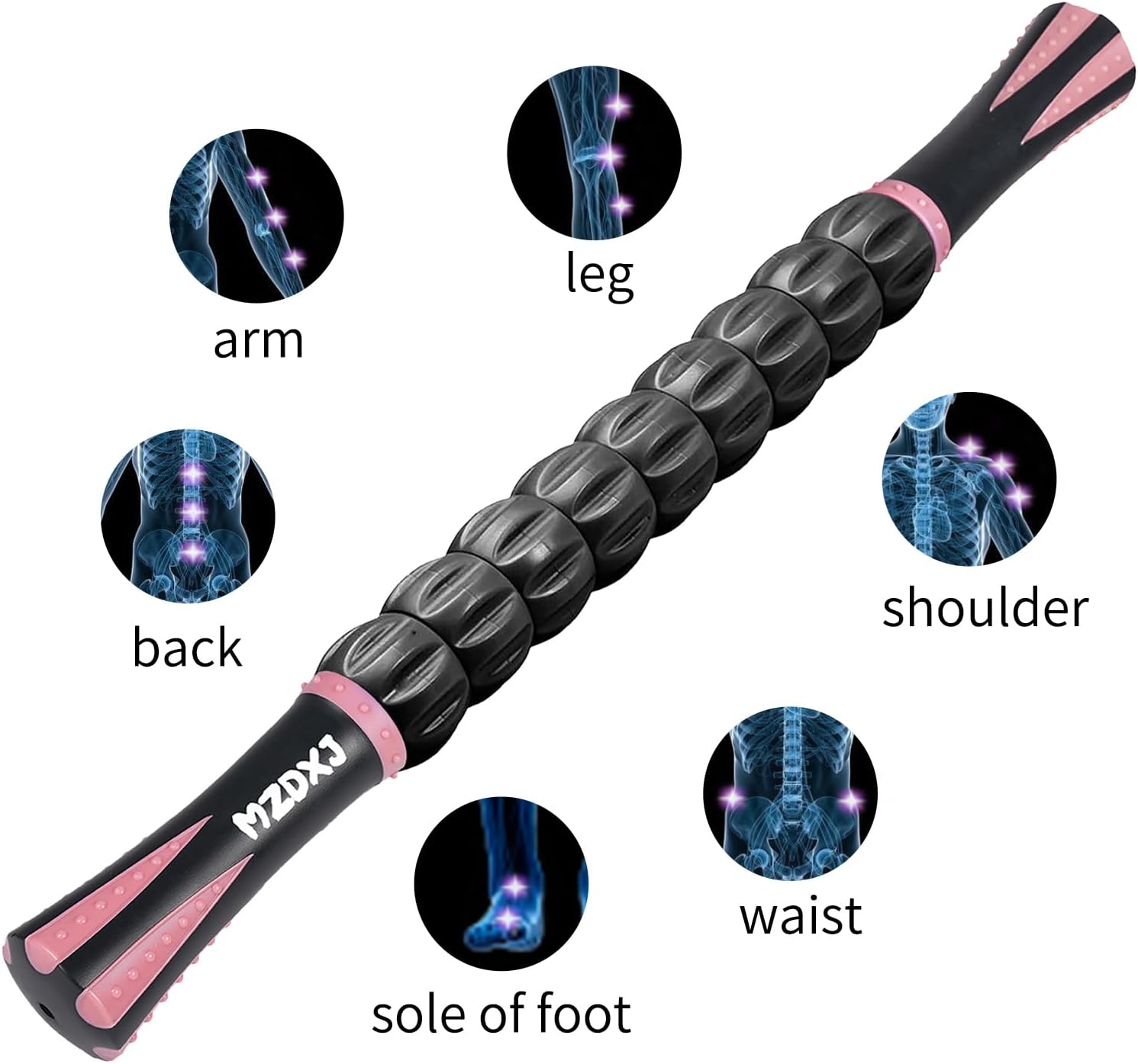 Thumbnail 5 de MZDXJ Muscle Roller Massage Stick for Deep-Tissue Muscle and Fascia Care, Pink/Black