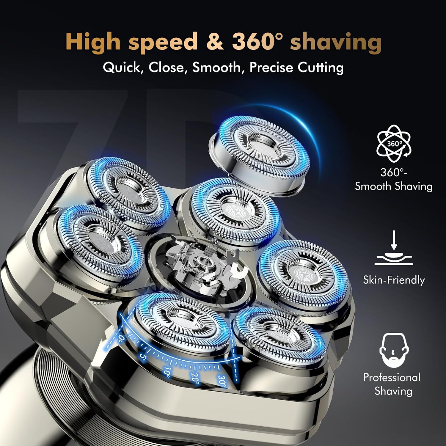 Detalle de iWarmbase Magnetic Head Shaver for Men (2025) with LED display, IPX6 waterproof, detachable magnetic head