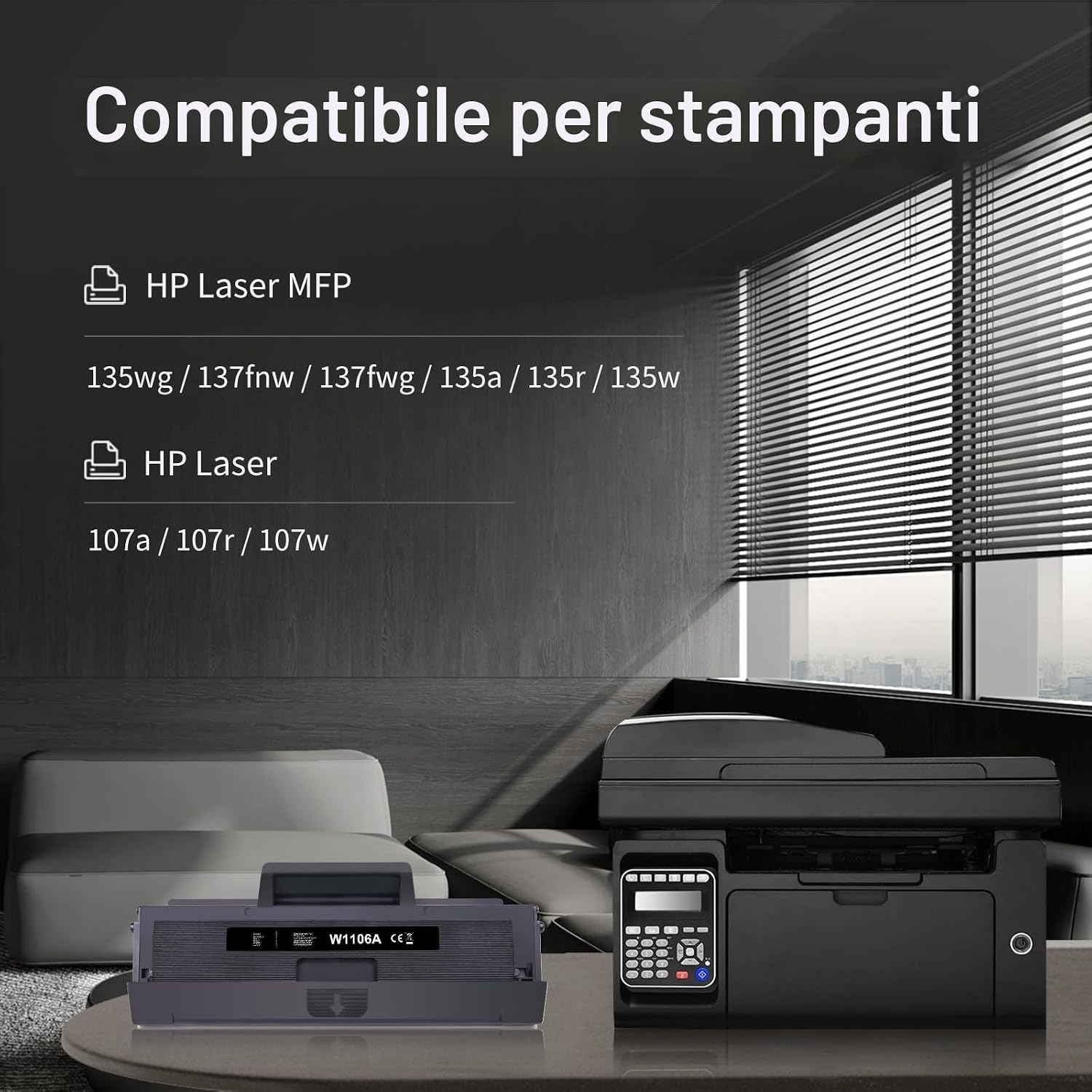 Detalle 2 de Lemero 106A W1106A cartuccia toner compatibile per stampanti HP Laser MFP 137fnw e 135w