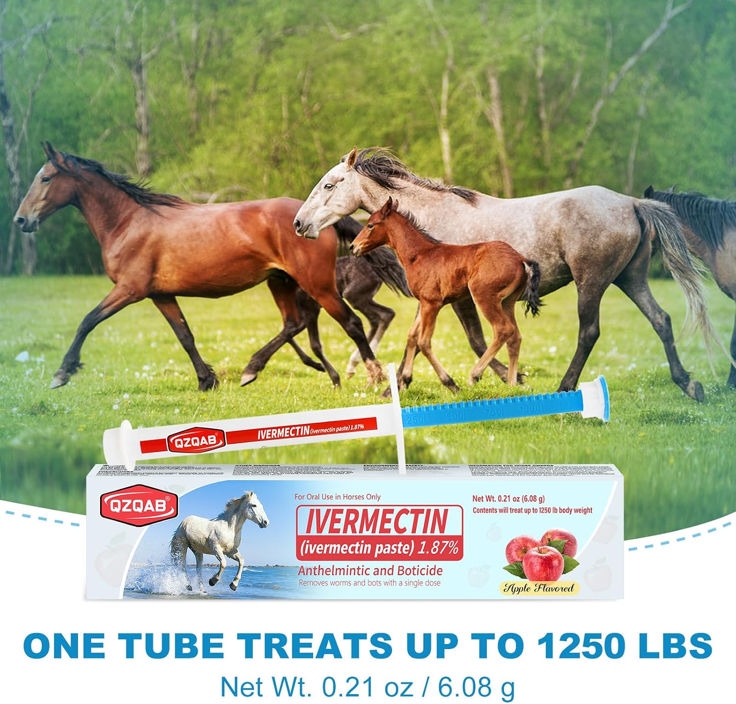 Thumbnail 6 de QZQAB Ivermectin Equine Paste (Model QZQAB), 1.87%, Apple-Flavored, 6-Pack