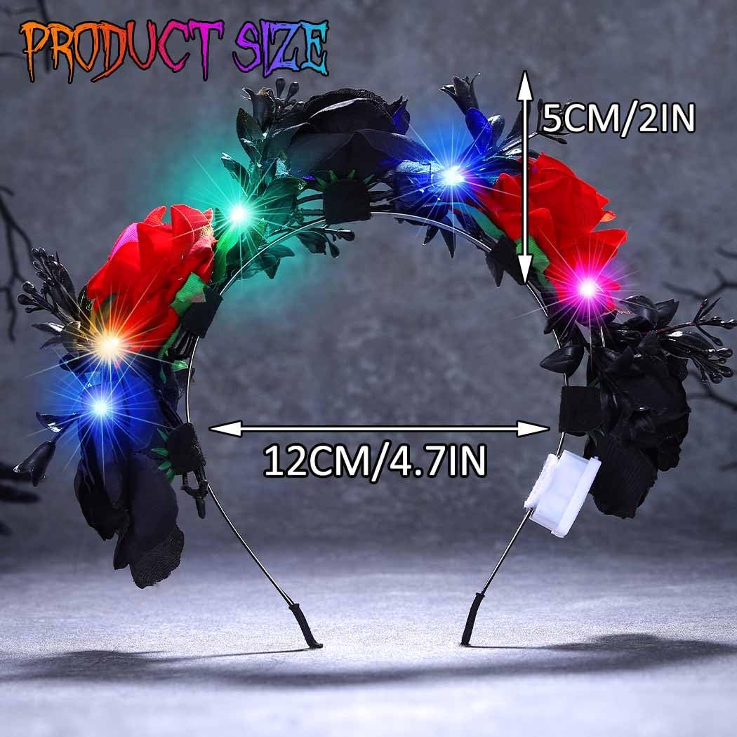 Detalle de Fashband Light Up Halloween Flower Headband LED Black Hair Hoops