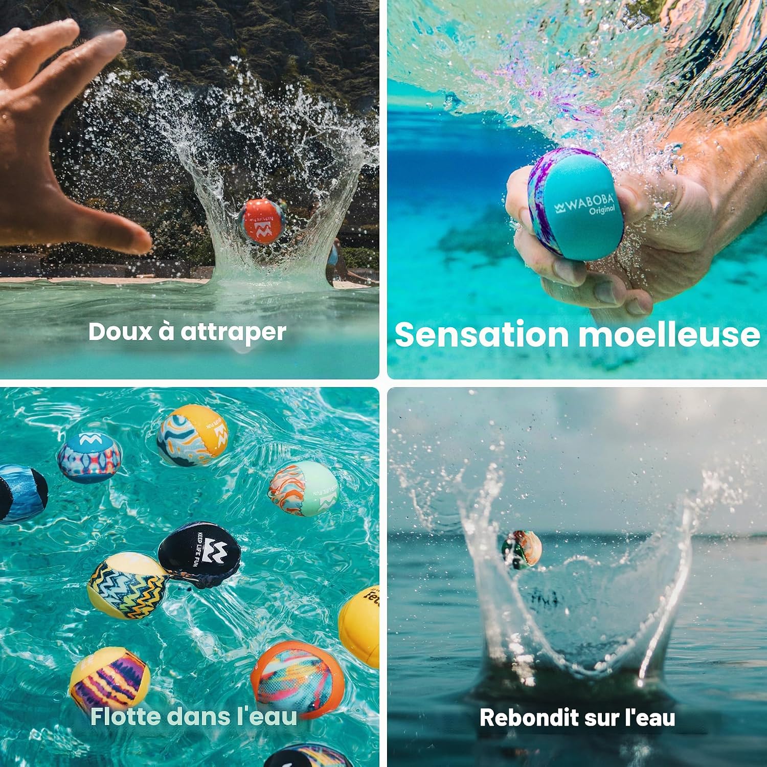 Detalle de Balle de Saut d'eau Originale Waboba – 55 mm, rebond parfait pour l’océan, le lac et la piscine