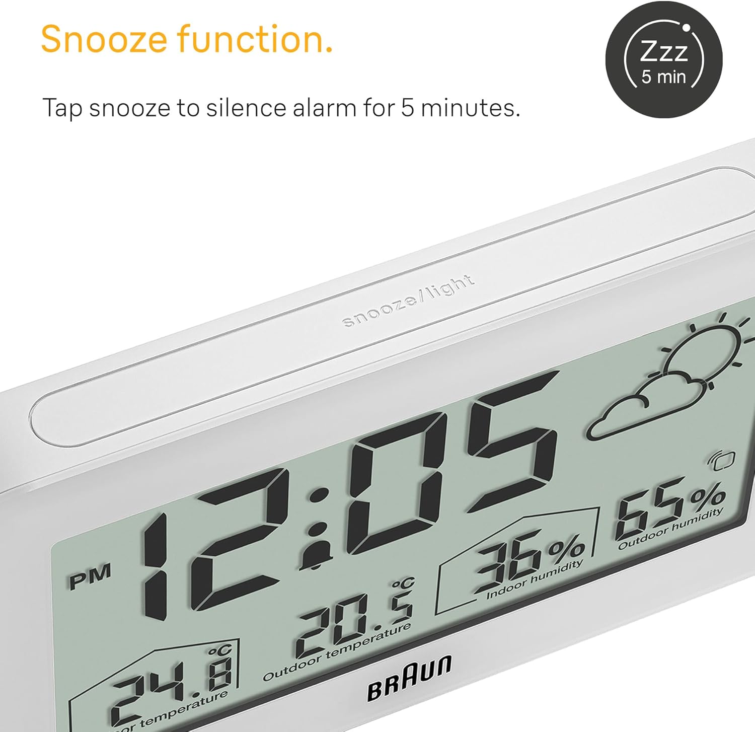 Detalle de Braun BC13WP Digital Weather Station Clock with Indoor/Outdoor Sensor