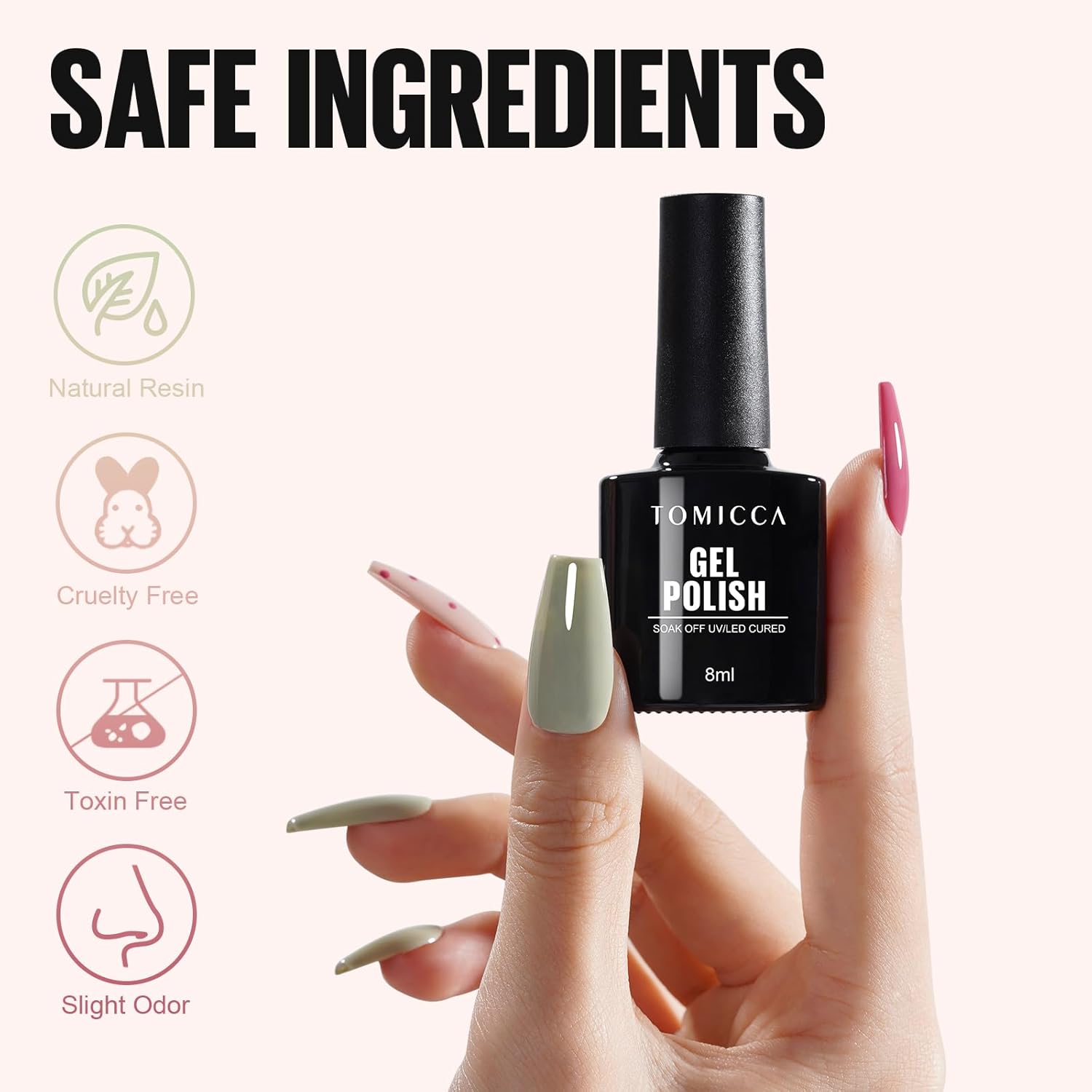 Thumbnail 6 de TOMICCA Smalto semipermanente set da 6 colori Nude Red Series (8 ml) per unghie UV/LED