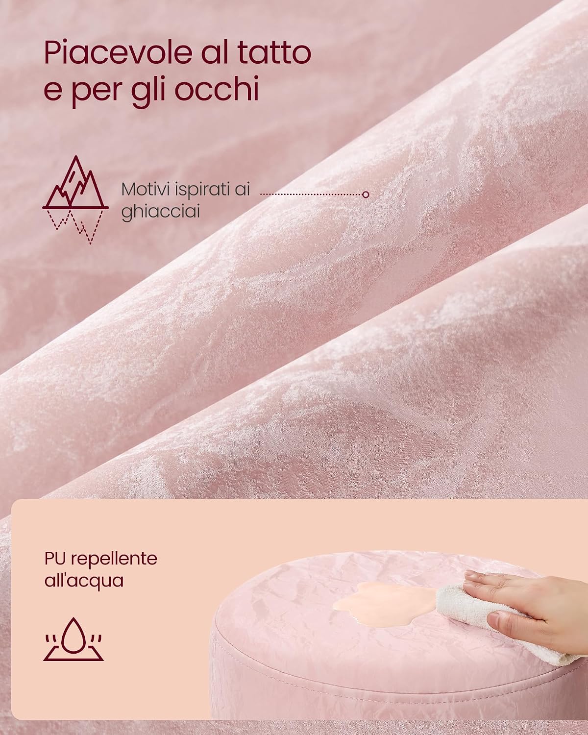 Thumbnail 6 de VASAGLE Sgabello da Trucco LJB120S01: Sedia per Toeletta Regolabile e Girevole in PU Rosa Pastello