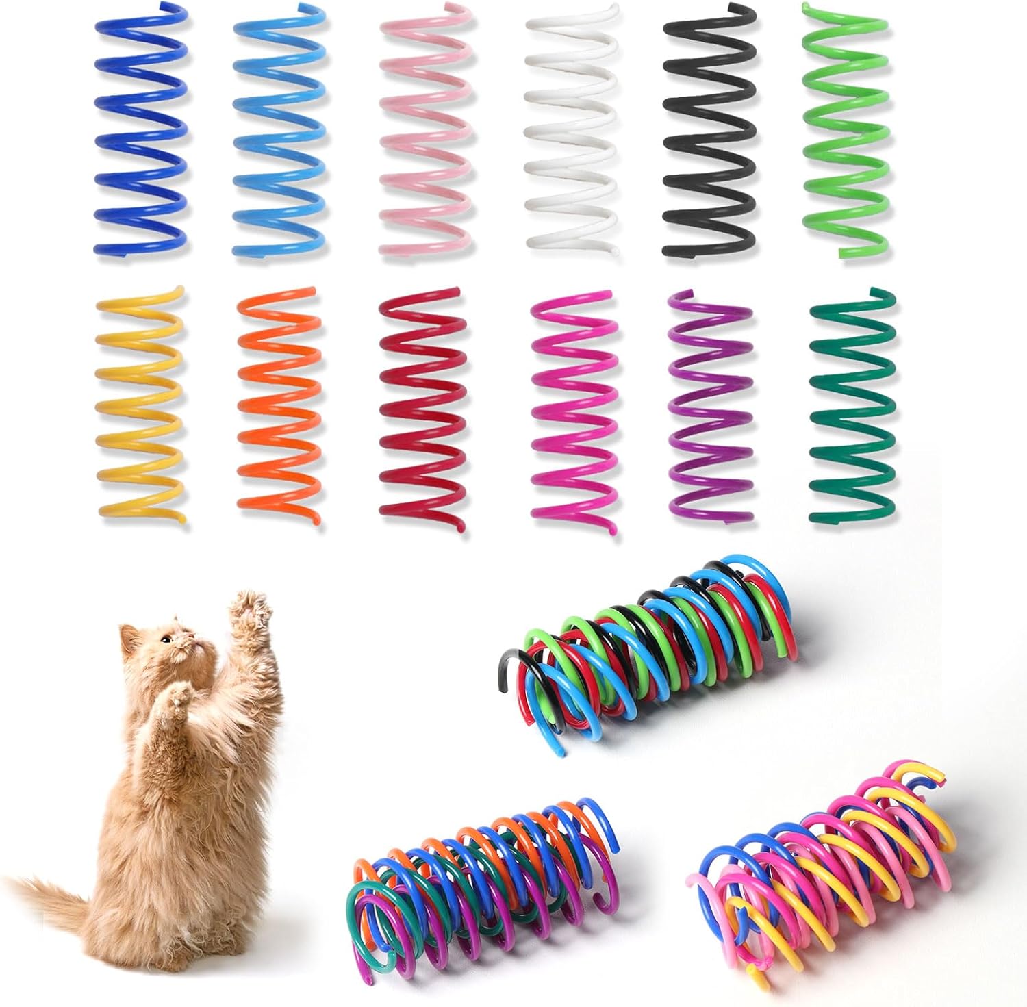 Detalle de Kitys Fatch 1 Cat Spring Toys, 12-Color Indoor Set for Self-Play
