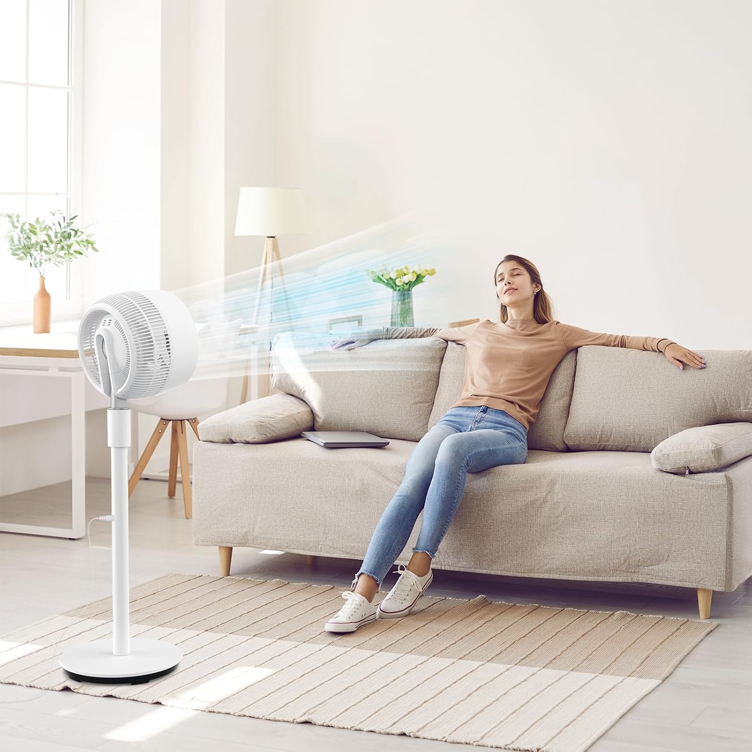 Thumbnail 5 de berssen DC Pedestal Fan: 3D Standing Fan with Remote, 12 Speeds, 100cm/68cm Height, Quiet 25dB