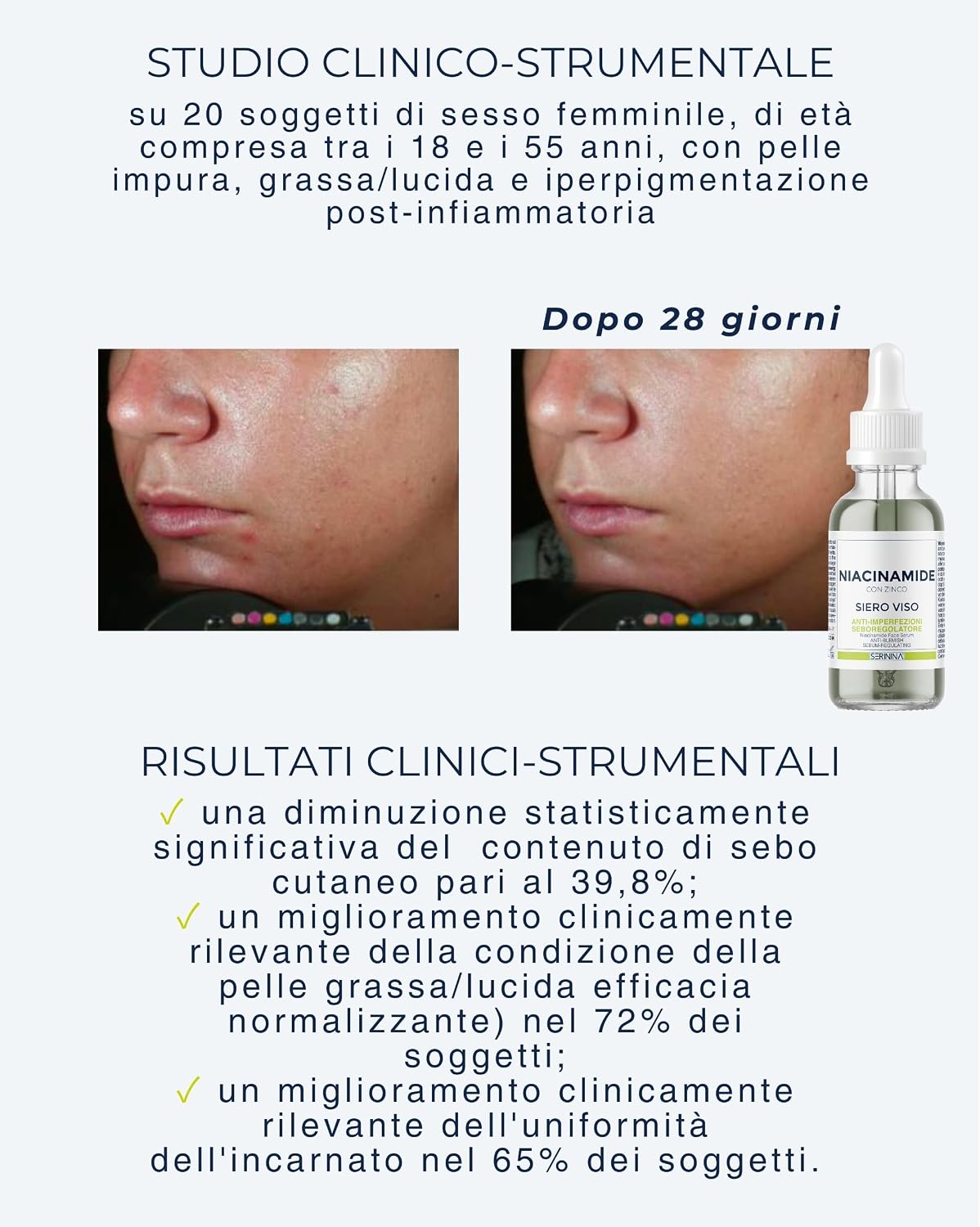 Detalle de SERININA Siero Viso Niacinamide e Zinco | Glass Skin Ritual – Made in Italy, 30ml