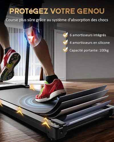 Detalle 2 de Tapis de Course Marche Pliable Zeporix – Modèle électrique silencieux 2.0 CV, 1–10 km/h, 100 kg – Compact pour maison et bureau