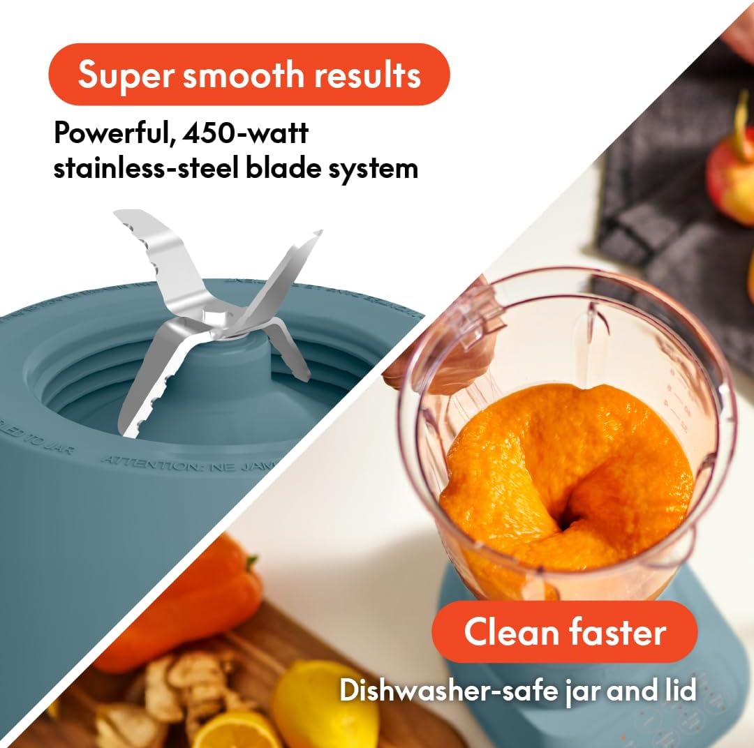 Detalle de bella 10-Speed Flip & Store Countertop Blender, Juicer & Smoothie Maker (450 Watt, 48oz) – Surf