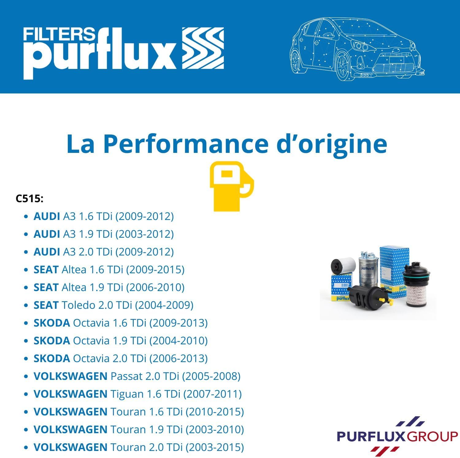 Thumbnail 1 de PURFLUX Filtre à carburant – Cartouche filtrante compatible VW Golf VI (5K1, 3/5 portes)