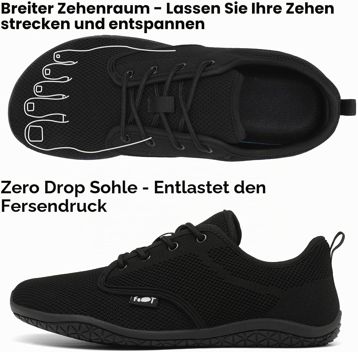 Detalle de Geweo Unisex Barfußschuhe Sommer – Zero-Drop, breite Zehenbox, atmungsaktiv