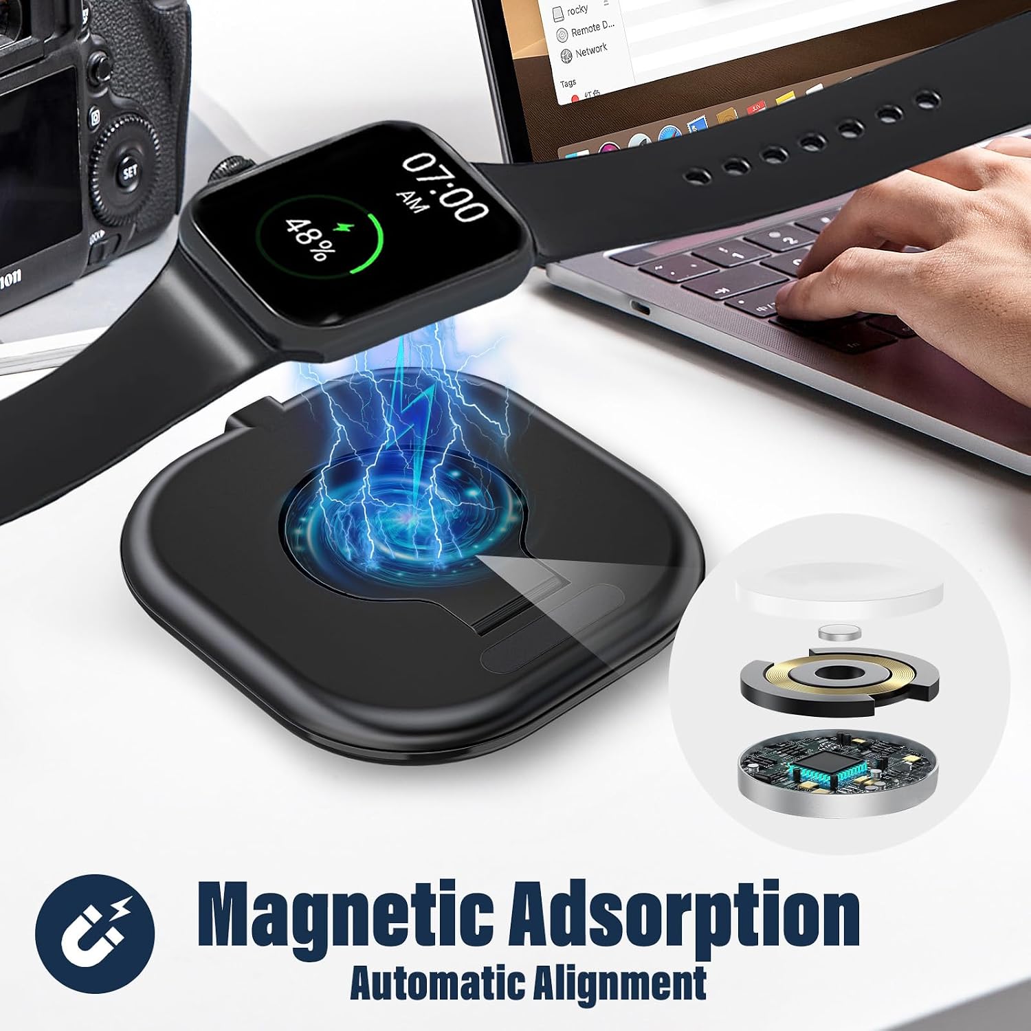 Thumbnail 1 de KTEBO Apple Watch Charger: Foldable Magnetic USB-C Dock for All Apple Watch Models