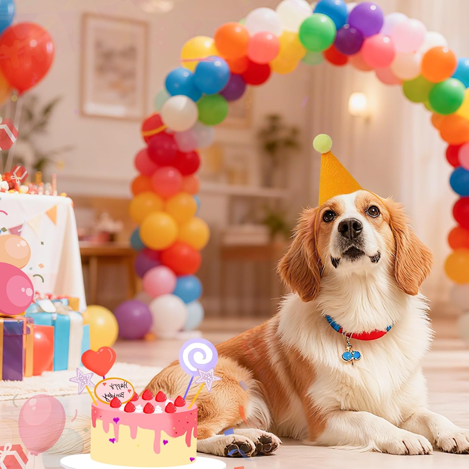 Thumbnail 4 de EclipseGuard 12 Mini Partyhüte mit Pompoms – Tierparty-Dekoration für Hunde, Katzen & Kuscheltiere