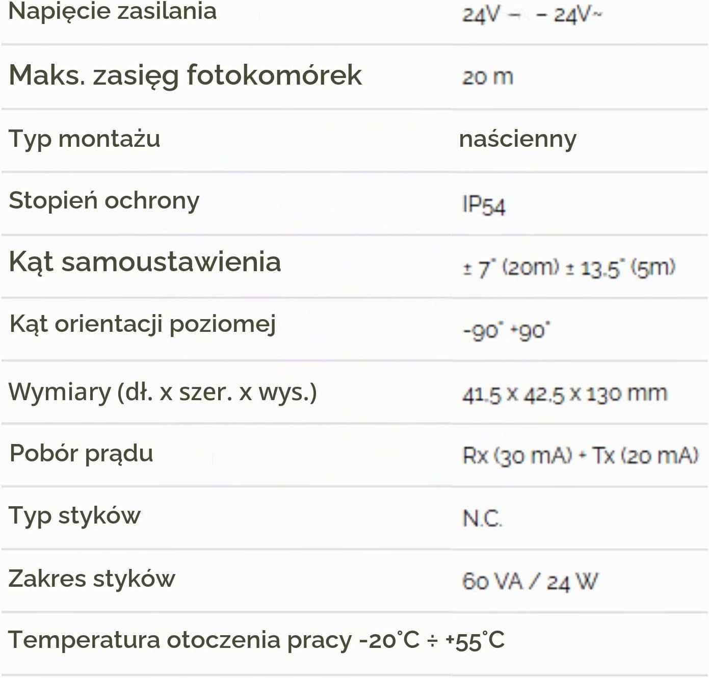 Detalle 1 de FAAC 785102 XP 20 D – para obrotowych fotokomórek ściennych, zasięg 20 m