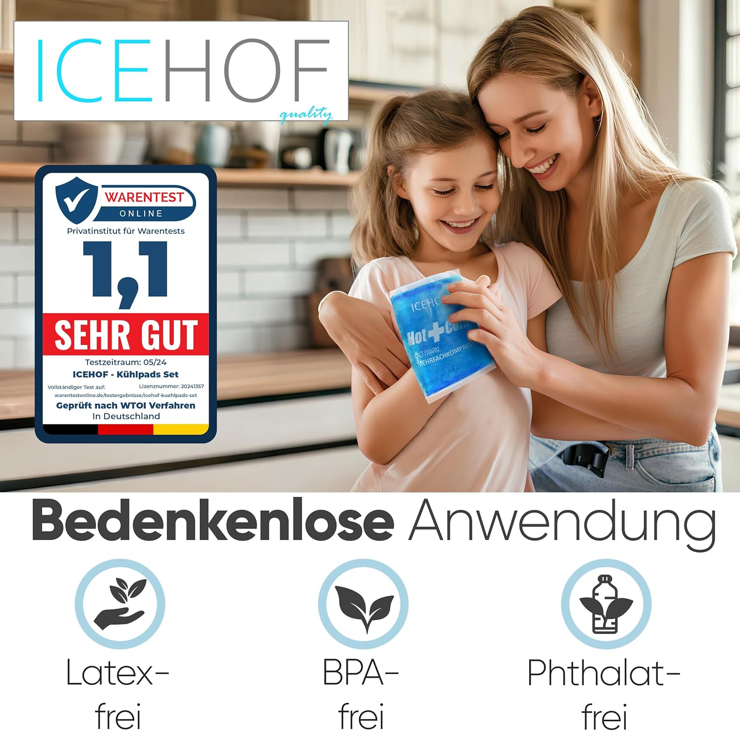 Thumbnail 5 de ICEHOF Kühlpads (3x) Soft-Gel – kühl- und warm einsetzbare Kühlkissen für mehrere Körperzonen