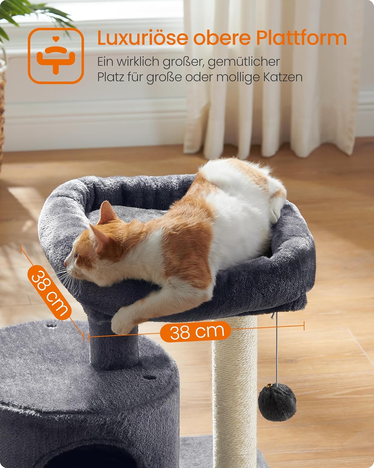 Detalle de Feandrea Kratzbaum klein PCT50G – Katzenspielbaum mit Sisalstamm, rauchgrau