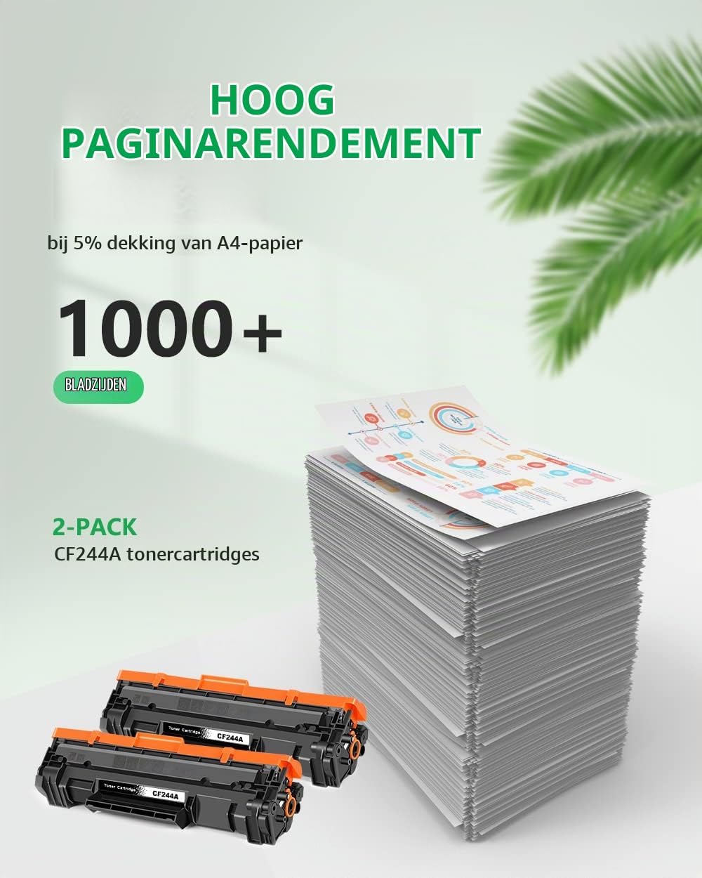 Detalle de Colorfly 44A CF244A zwarte tonercartridges, set van 2 voor HP LaserJet Pro