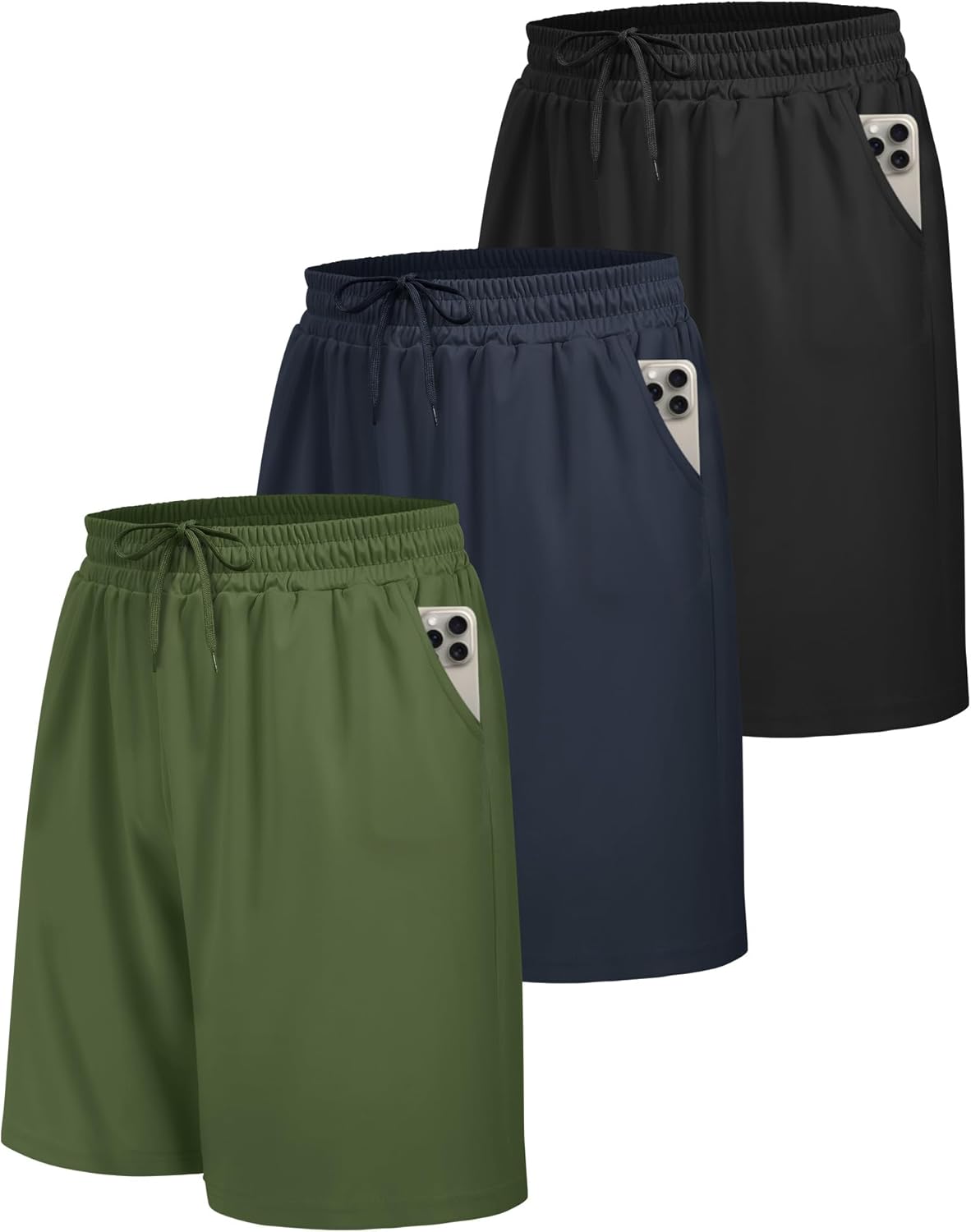 Thumbnail 2 de BOOJO 3er Pack Sporthose Herren Kurz – Mit großen Taschen, schnell trocknend, 4-Wege-Stretch