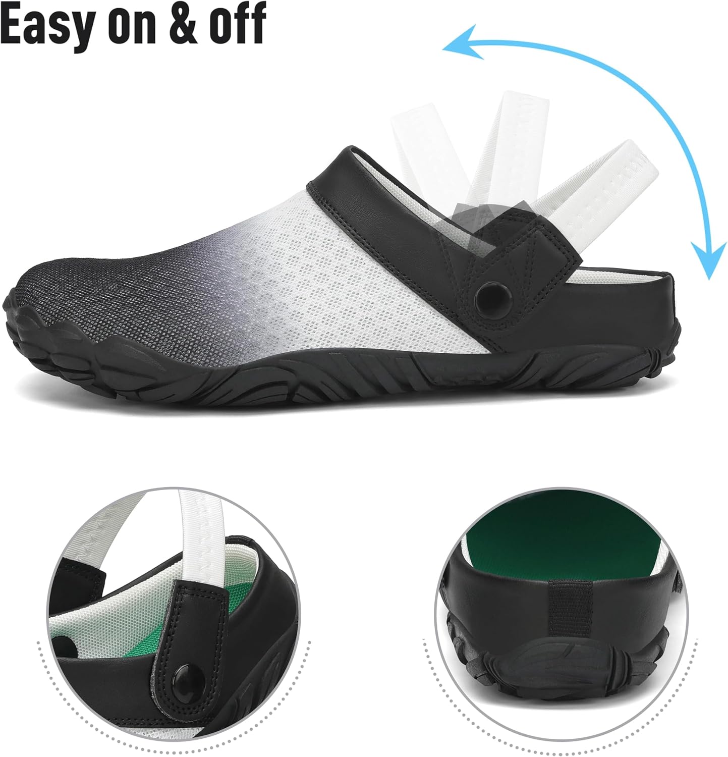 Detalle de SAGUARO Sommer Clogs als Badelatschen & Gartenschuhe – atmungsaktiver Mesh-Slip für Herren & Damen (Gr. 36–48)