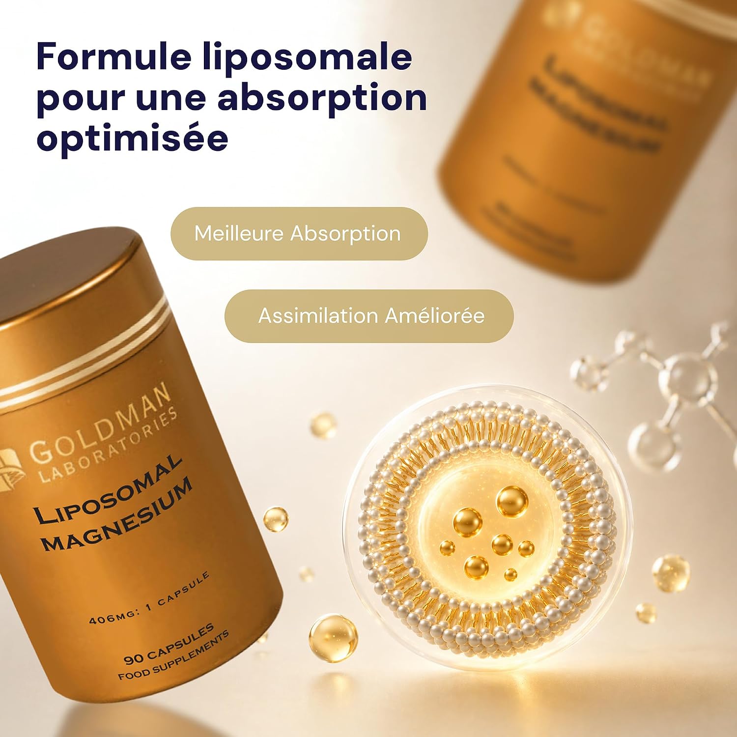 Thumbnail 5 de Magnésium liposomal Goldman Laboratories – Complexe breveté (90 capsules) à libération lente