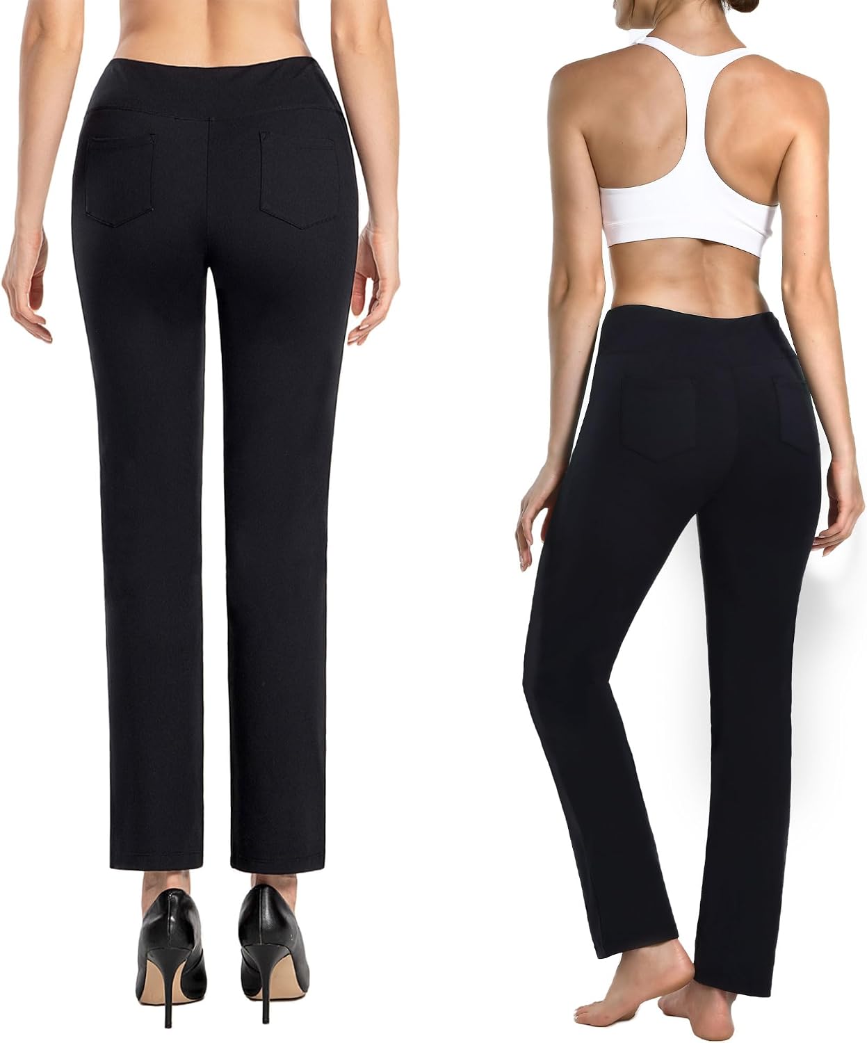 Detalle 2 de MOVE BEYOND Pantalon de yoga bootcut et pantacourt à 4 poches pour femme
