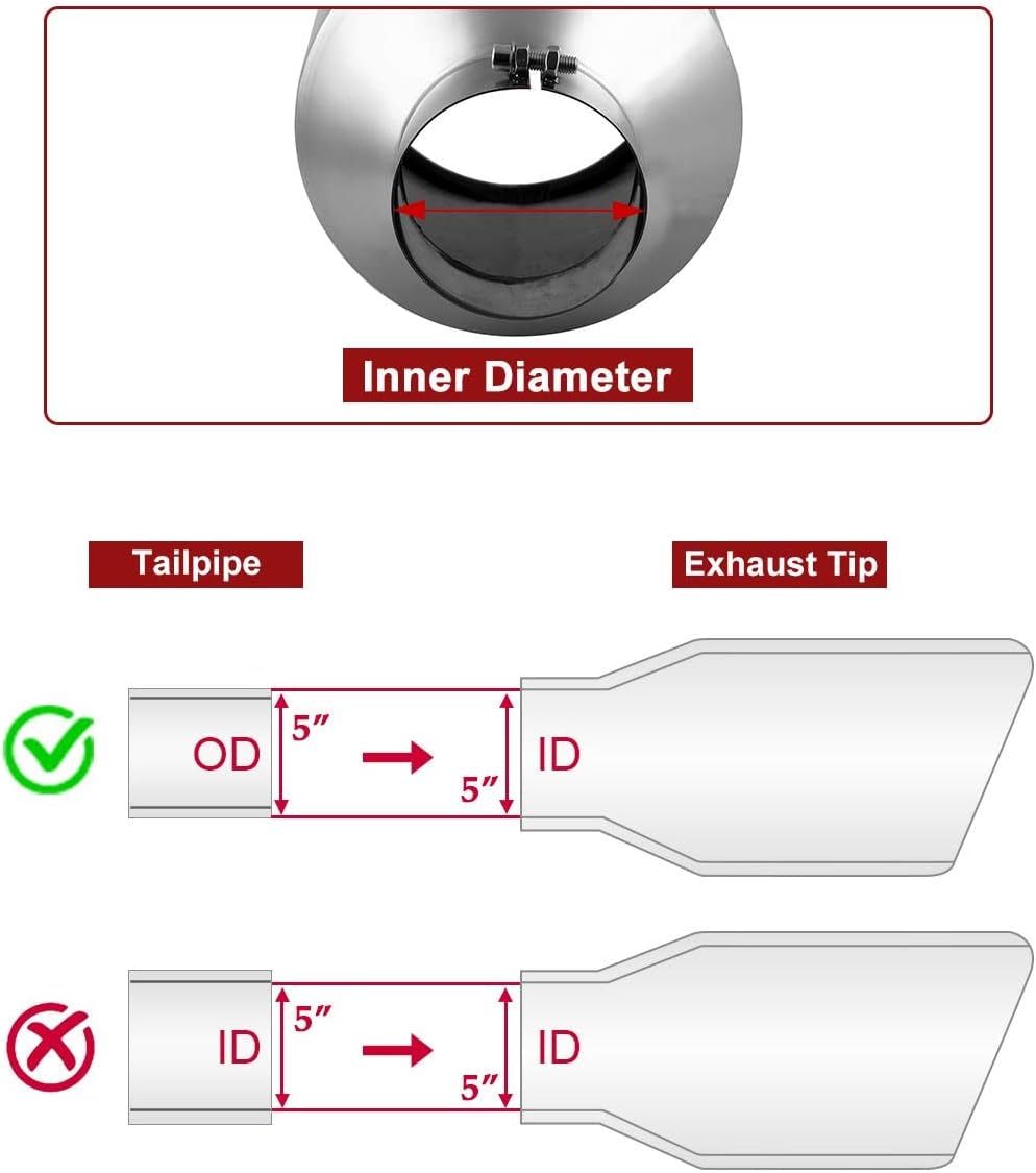 Thumbnail 2 de Upower 5" Inlet to 10" Outlet Exhaust Tip — 18" Stainless Bolt-On Diesel Tailpipe
