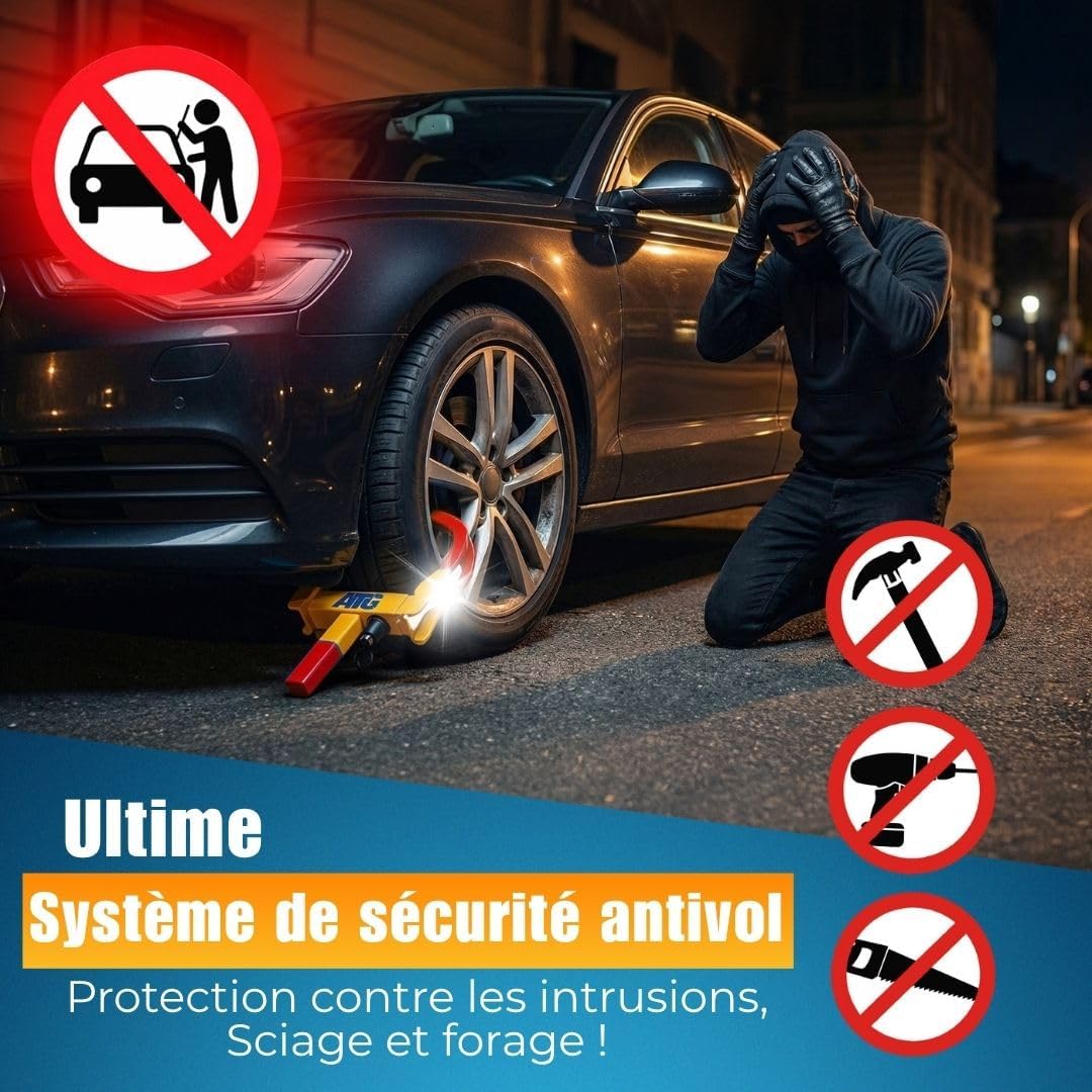 Thumbnail 3 de ATG Sabot de Roue Voiture & Remorque – Antivol Roue Universel 18–28 cm