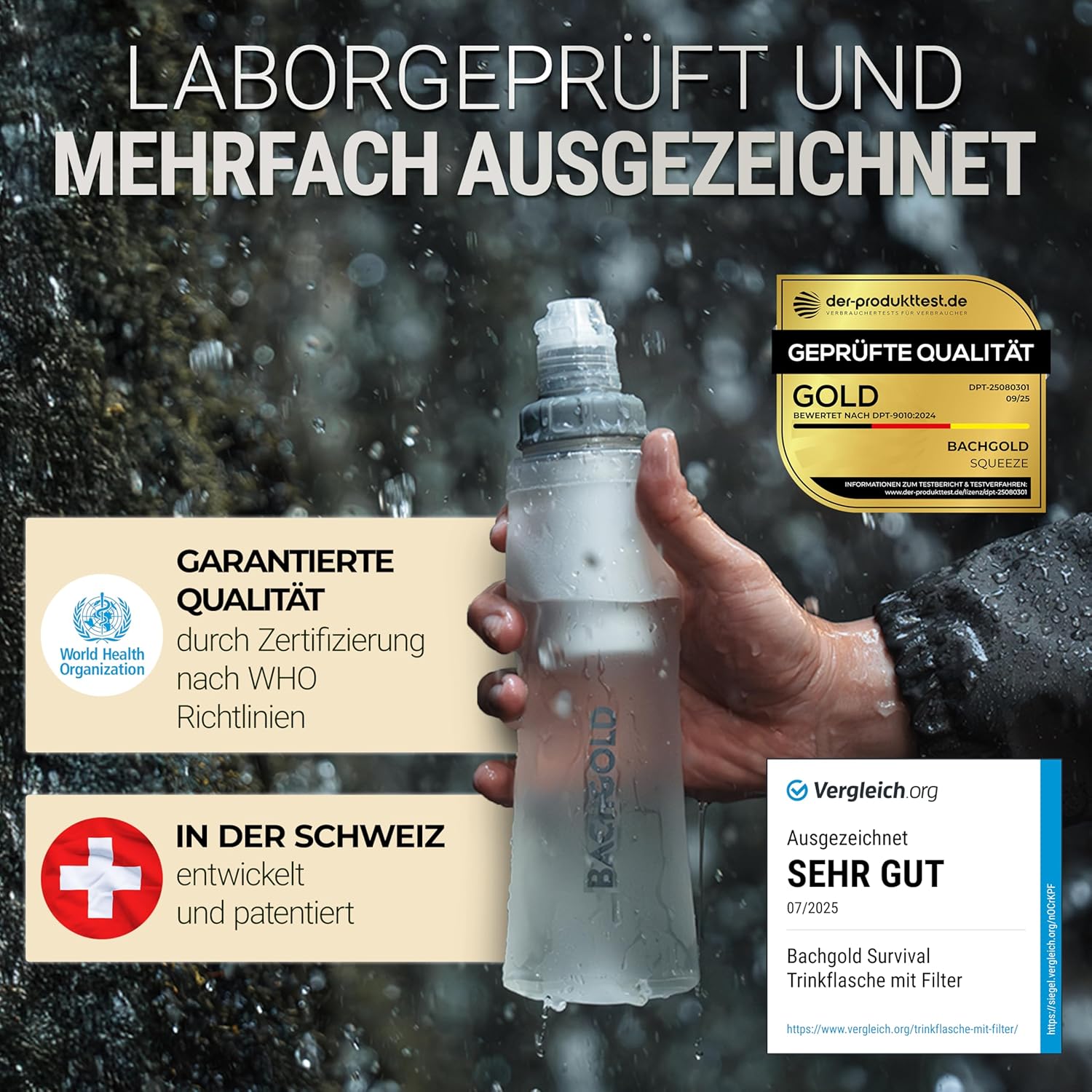 Thumbnail 1 de BACHGOLD Bachgold Squeeze Wasserfilter Outdoor – ultraleichter Trinkwasserfilter (500 ml) mit Virus-Filtration