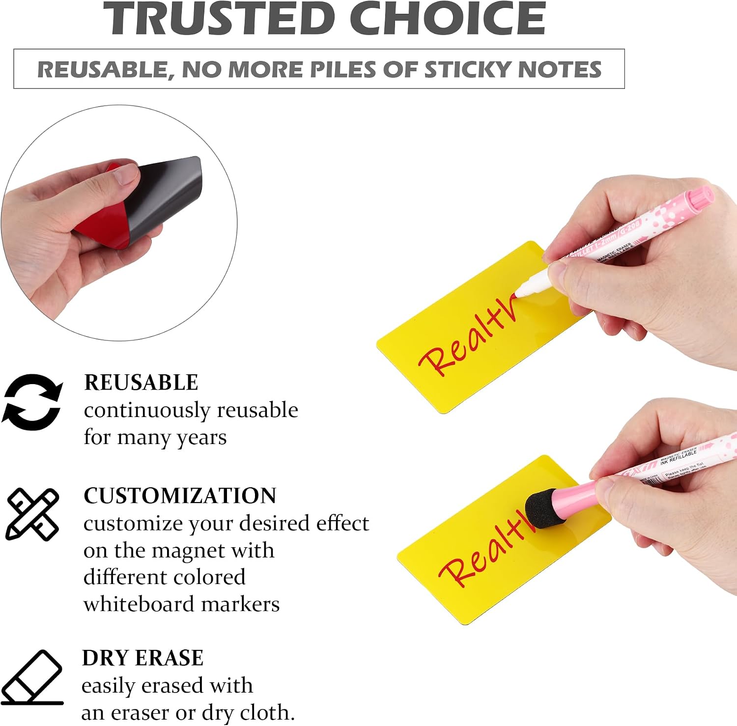 Detalle de Realth RML4430R Magnetic Dry-Erase Labels, 2'' × 4'', Red, 40 Count
