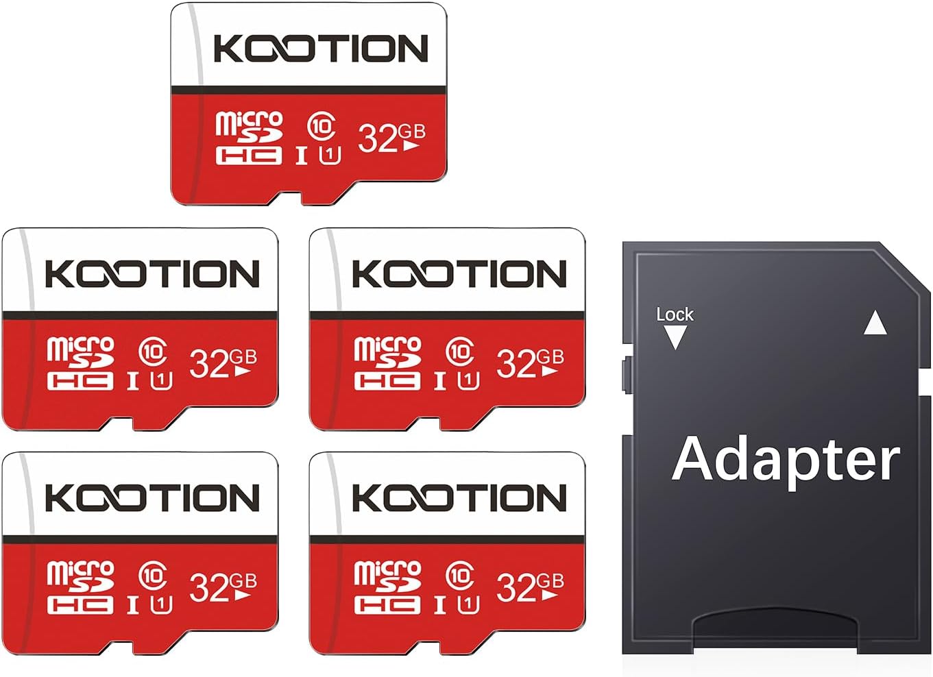 Detalle de KOOTION Micro SD Karte 32GB 5er Pack – UHS-I, U1, Class 10, inkl. Adapter