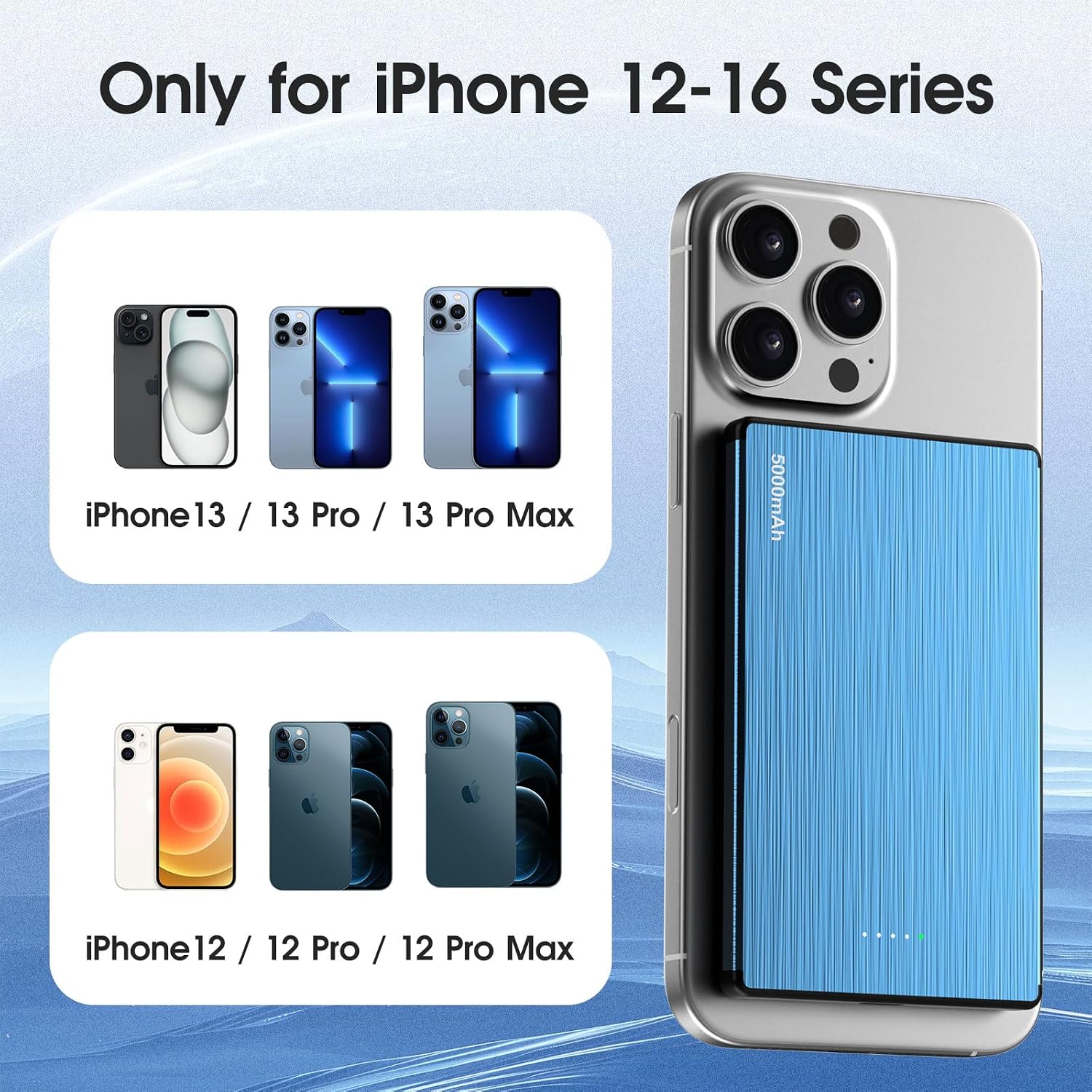 Detalle 2 de Power Bank Mag safes Ultra Sottile 0.79 mm per iPhone — ricarica magnetica 5000 mAh, 20W/15W e design ultra compatto