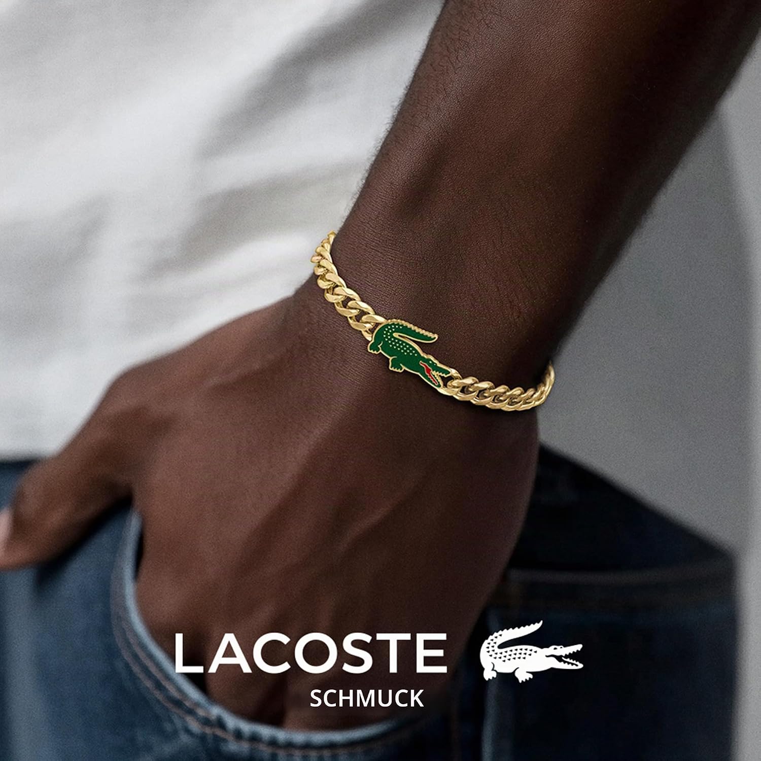 Detalle de Lacoste Edelstahlarmband ARTHORL – Silber- oder Goldoptik, 19 cm Innenumfang