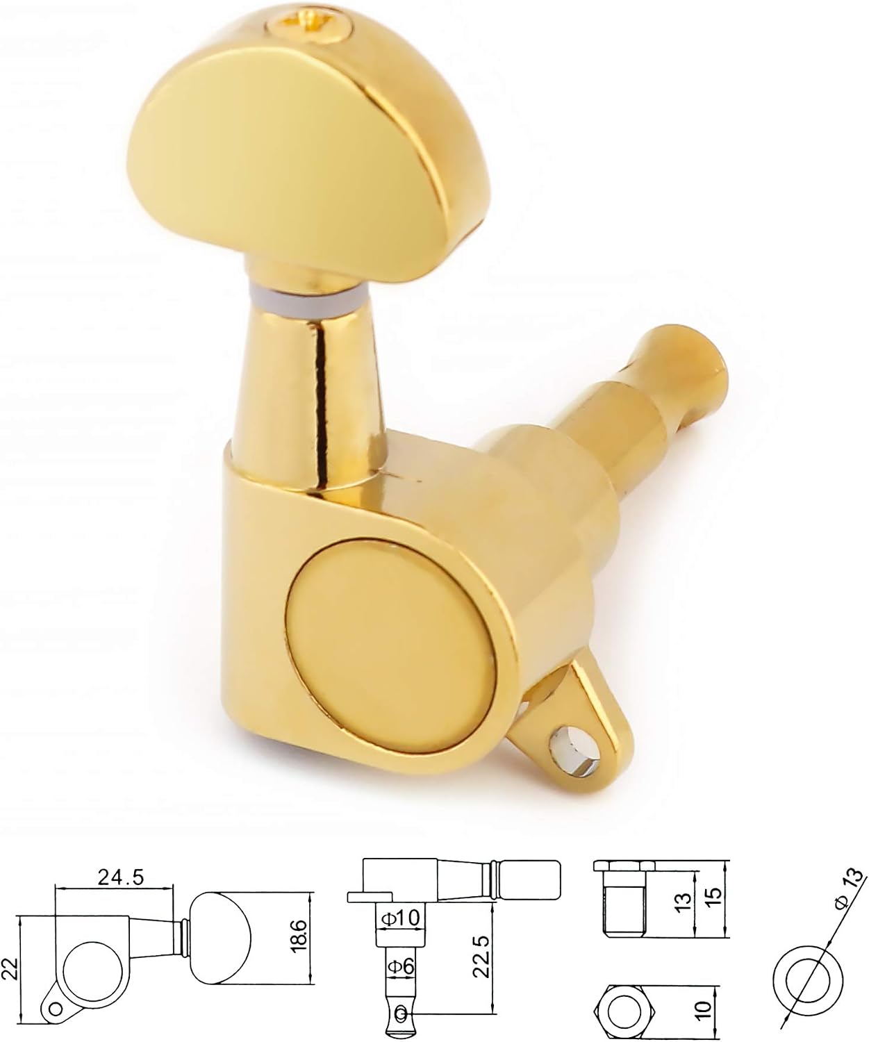 Detalle de Rubatone TP 06-6R Sealed Guitar Tuning Pegs, 6 Right, Gold Zinc Alloy