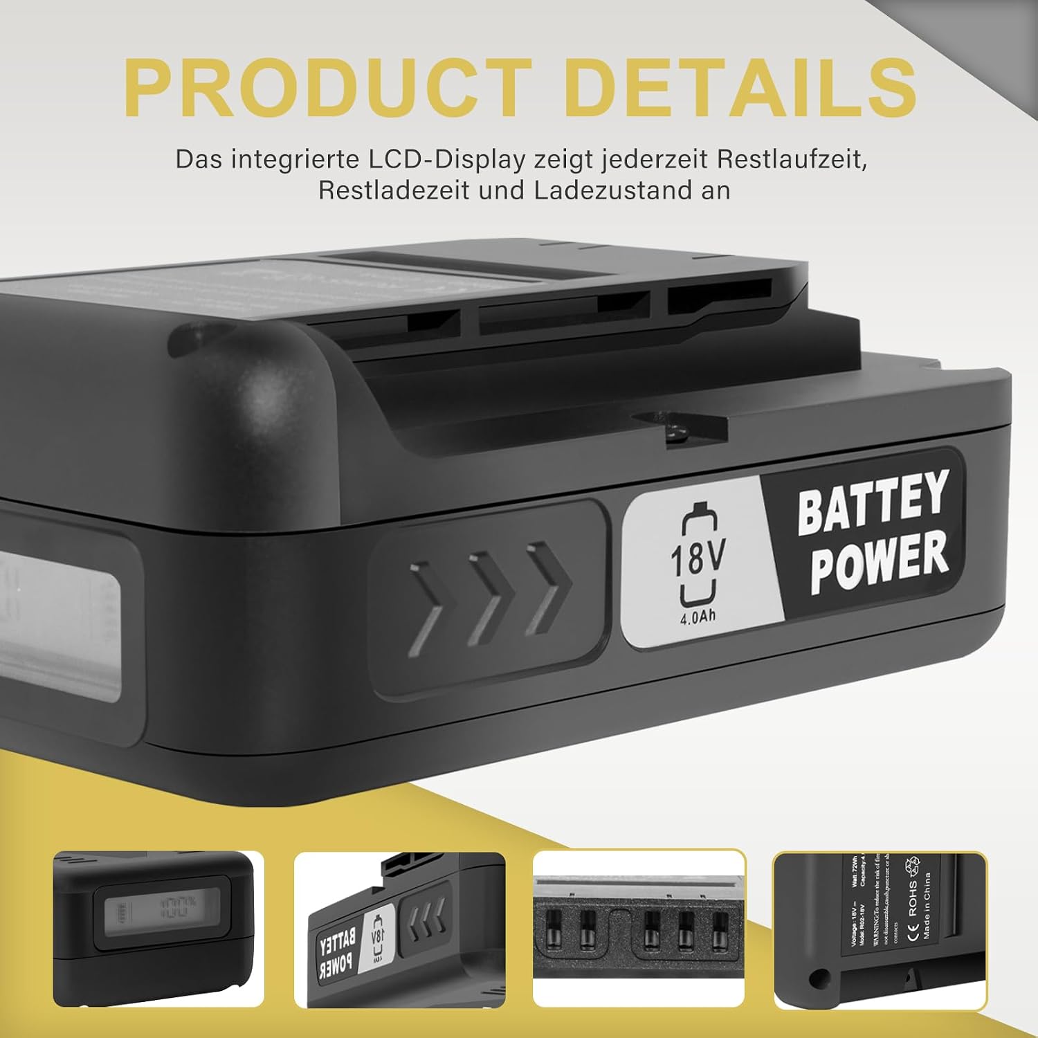 Detalle 1 de 18V 4.0Ah Karcher replacement lithium battery