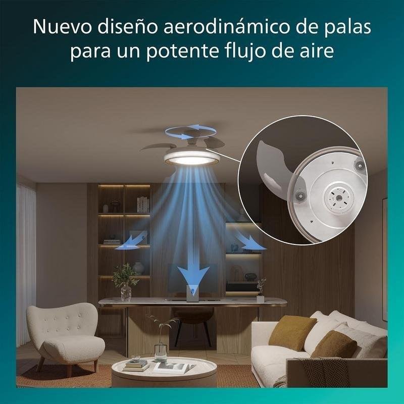 Detalle 2 de Philips Bliss 106 cm: ventilador de techo con luz LED regulable y mando a distancia