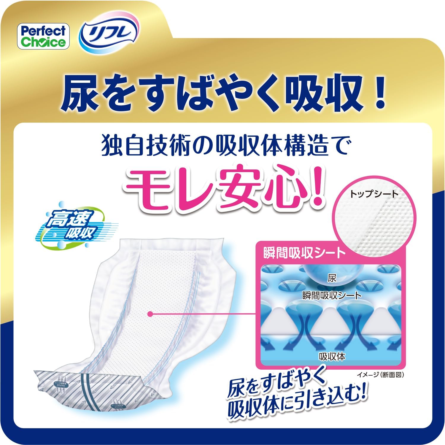 Detalle de Perfect Choice リフレ お肌のことを考えた一晩中安心パッド 13回吸収・28枚