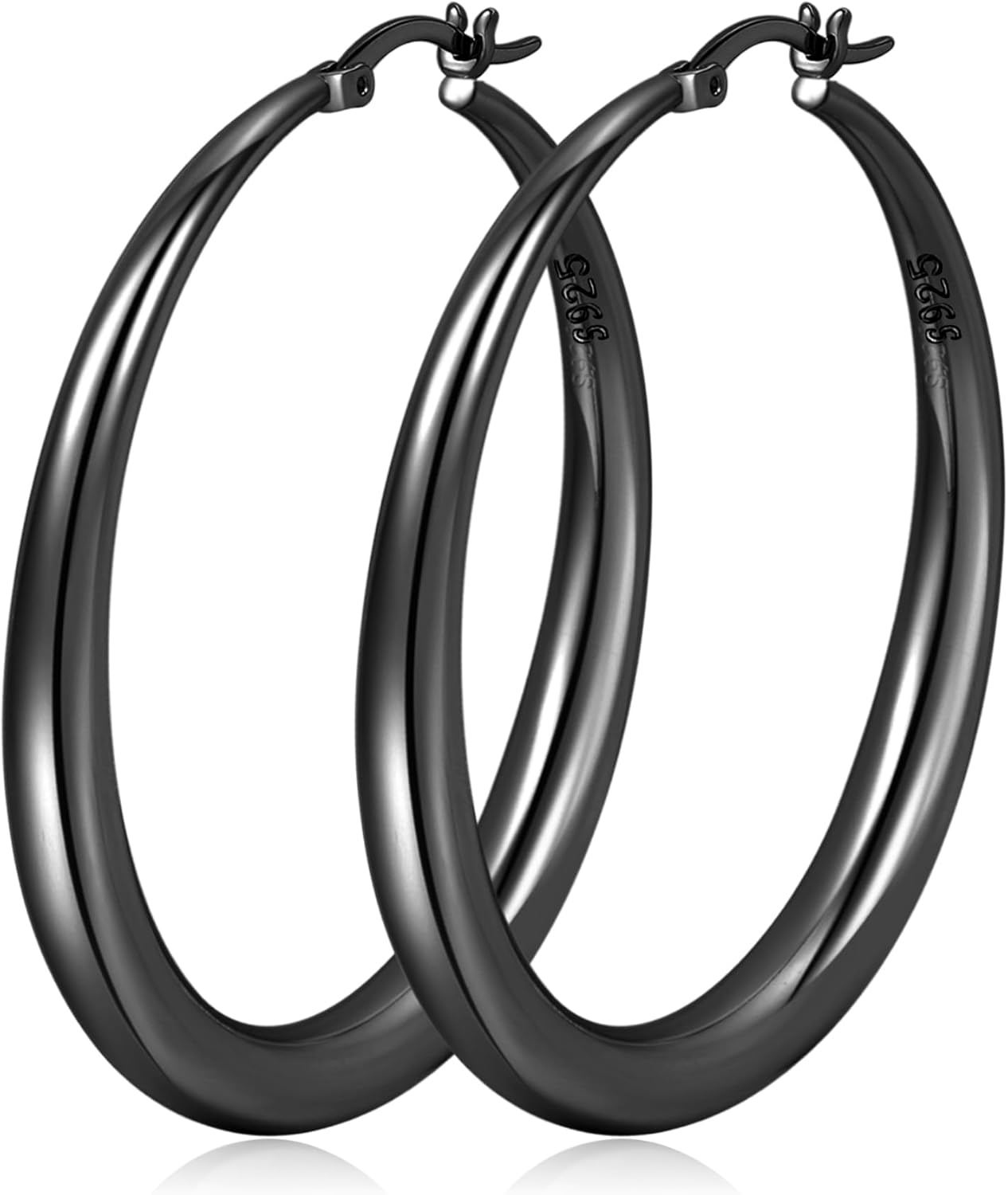 Thumbnail 5 de PABBEU S925 Sterling Silver Large Hoop Earrings (Hypoallergenic, 35–70mm)